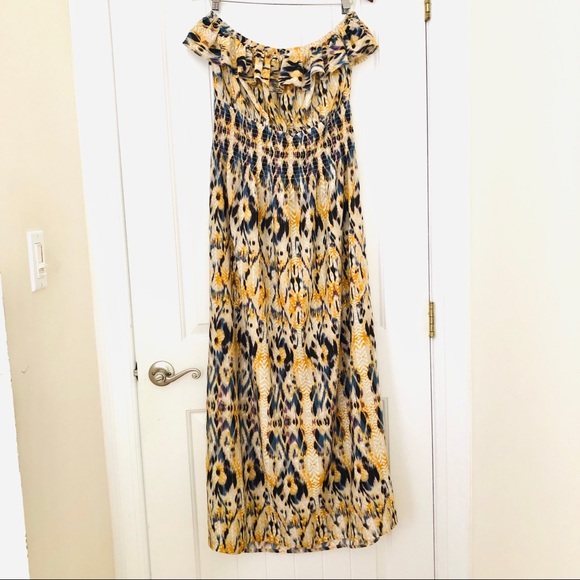 New vintage strapless rayon ikat maxi dress 2X - Picture 6 of 12